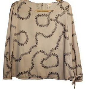 Joe Fresh Women's Blouse Size M  Off White & Gray Long Sleeve